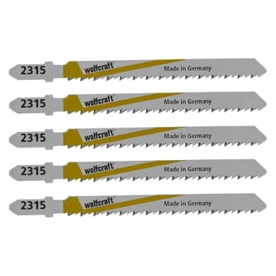 Obrázek wolfcraft 5 listů přímočaré pily HSS, stopka T I 2365000 dřevo a plast, čistý řez Made in Germany