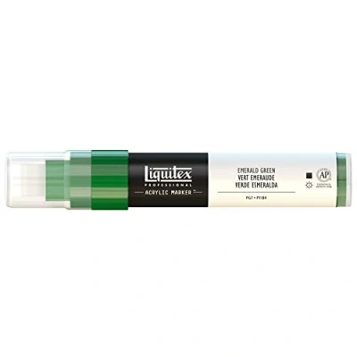 Obrázek Liquitex 4610450 Professional Paint akrylové barvy popisovač, umělecké pigmenty na kreslení, malování papír, plátno, textilie, široký hrot, tloušťka linky 815 mm smaragdově zelená