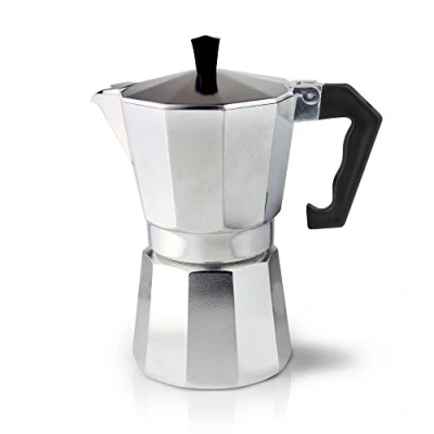 Obrázek Café Olé Italský kávovar na espresso ECM 06 z hliníku 6 mokek/240 ml, rukojeť bakelitu, hliník, 240 mililitrů