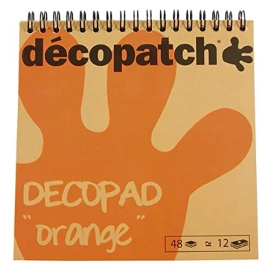 Obrázek Décopatch BLOC01O Décopad Block (praktisch und einfach zum Verwenden, 48 Blatt, 12 verschiedenen Motiven, 15 x 15cm, ideal für Ihre Pappmachés Bastelprojekte) 1 orange