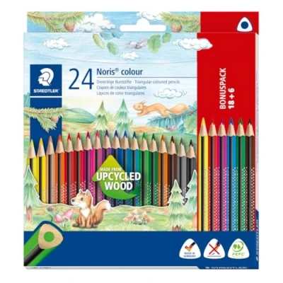 Obrázek STAEDTLER Pastelka Noris Colour (zvýšená odolnost proti zlomení, trojhranný tvar, atraktivní design, ergonomický měkký povrch, materiál WOPEX, bonusová sada s 24 brilantními tužkami v kartonovém