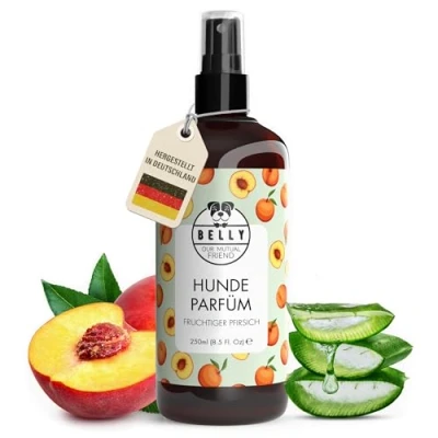 Obrázek Belly Veganes psí parfém proti zápachu ovocný jako doplněk k psovému šamponu, edeo odstraňovač jemný parfém, péče o srst deodorant, neutralizátor 250 ml