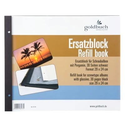 Obrázek goldbuch 83076 náhradní blok pro šroubovací album, 30 černých stran s pergamenovými dělicími listy, vhodné fotoalbum o velikosti x 25 cm, doplňovací balení do fotoalb