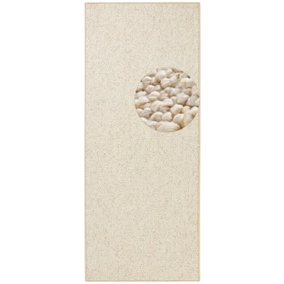 Obrázek BT Carpet Wolly běhoun koberec do obývacího pokoje, plochá tkanina, krátký vlas, vlněný vzhled, vlna, skandinský jídelna, obývací pokoj, dětský ložnice krémová, 80 x 200 cm