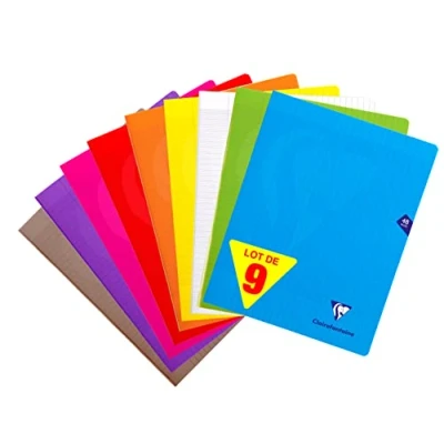 Obrázek Clairefontaine 299311AMZC Set mit 9 Heften Mimesys, 24 Blatt, DIN A4+, x 32cm, 90g, französische Lineatur, 1 Set, farbig sortiert