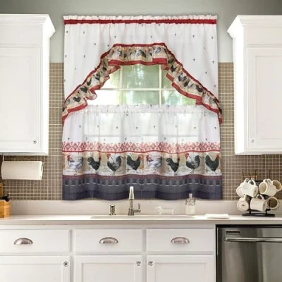 Obrázek Achim Home Furnishings ROTS36BU12 sada kohoutků a girlandy, 144,8 x 91,4 cm, burgundská červená