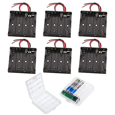 Obrázek GTIWUNG 6 kusů AA držák baterie kryt plastový úložný box, pro 4 x 1,5 V s připojovacím kabelem (4 zástrčky)