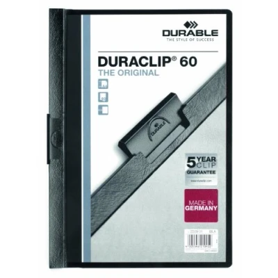 Obrázek Durable Svorka Duraclip (originál 60, tvrdá fólie, do 60 listů A4) 5 kusů černá, 223801