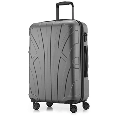 Obrázek suitline Kufr na kolečkách ve 3 velikostech, sada kufrů skořepinový cestovní (55 cm, 66 76 cm) dvojitá kolečka, stříbrná,