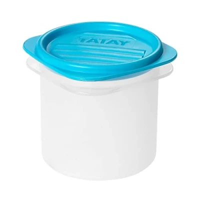 Obrázek Tatay Frischhaltedose , Vakuum, 0,3 l Kapazität, flexible Druckdeckel, BPA frei, Geeignet Mikrowelle und Spülmaschine, Blau. Maße: 8,7 x 8,5 cm