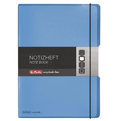 Obrázek Herlitz 11361441 poznámkový sešit (A4, PP výměnný obal s gumou na zavírání, 80 g/m²) listů modrý