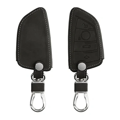 Obrázek kwmobile pouzdro na autoklíče kompatibilní s BMW 3 tlačítky Smart Key Auto klíče vzhled nubuk kůže ochranné obal Cover tmavě šedá