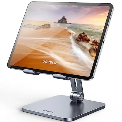 Obrázek UGREEN Stojan na tablet hliník nastavitelný držák kompatibilní s iPad Pro Air Mini 11 12. 9 Galaxy Tab Redmi Pad Huawei MatePad iPhone 16 15 až 12,9 palců (antracit)