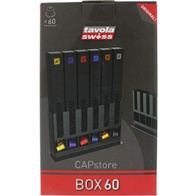 Obrázek Tavola Swiss 5049031 dávkovač kapslí box na 60 Nespresso, plast, černý, 25 x 15 7 cm