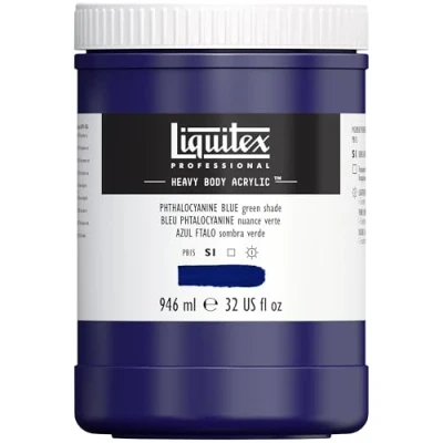 Obrázek Liquitex 4413316 Professional Heavy Body akrylová barva v umělecké kvalitě s vynikající stálostí na světle máslové konzistenci, 946 ml hrnec ftalo modrá (zelený odstín)