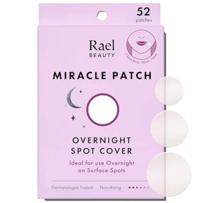 Obrázek Rael Náplasti na pupínky, Miracle Overnight Spot Cover hydrokoloidní náplast proti akné obličej, pupínky a nečistoty extra, absorpční kryt, všechny typy pleti 3 velikosti (52 kusů)