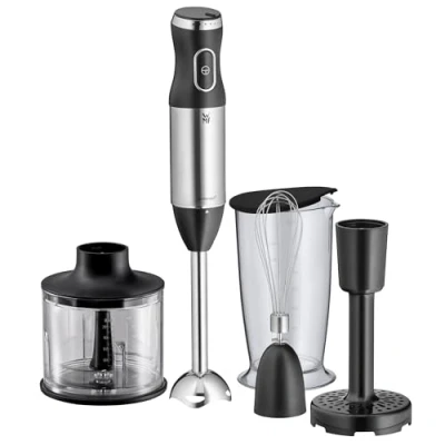 Obrázek WMF Kult X sada tyčového mixéru 5dílná, tyčový mixér, šlehací metla, šlehač, sekáček, 600 W, kouzelná hůlka vč. mixovací nádoby 700 ml, ušlechtilá ocel matná