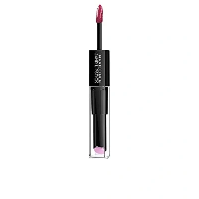 Obrázek L&#039;Oreal Paris Lipstick na rty Make up Infaillible rtěnka, 214 Raspberry for Life/Liquid pro 24 hodin plných rtů s hydratační péčí o balzám, 1 balení