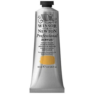 Obrázek Winsor &amp; Newton Profesionální akrylová barva 2320422 v umělecké kvalitě, vysoká zářivost barev a krycí schopnost, archivní kvalita, 60 ml tuba napolově žlutá