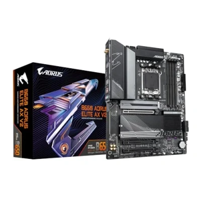 Obrázek GIGABYTE Základní deska B650 AORUS Elite AX V2 AMD Ryzen 9000, 12+2+2fázové VRM, až 8000 MHz DDR5 (OC), 1xPCIe 5.0 + 2xPCIe 4.0 M.2, 2,5 GbE LAN, WiFi 6E, USB 3.2 Gen 2