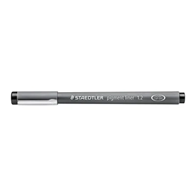 Obrázek STAEDTLER černá pigmentová linka, šířka čáry 1,2 mm, pigmentový inkoust vhodný na dokumenty, dlouhá kovová špička, životnost, 10 finelininů v kartonovém pouzdře, 308 12 9
