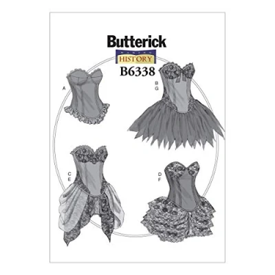 Obrázek Butterick Vzor 6338 A5, dámské kostýmy, velikosti 34 42, hedvábí, vícebarevné, (6 8 10 12 14)