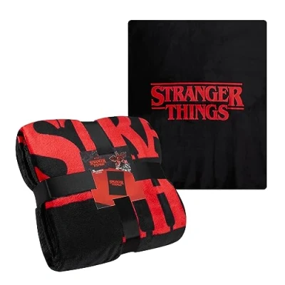 Obrázek Stranger Things deka Fleece Teplá na pohovku a postel 150 x 130 cm (červená/černá)
