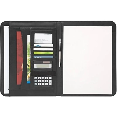 Obrázek Wedo 586401 Desky na psaní Accento DIN A4 z umělé kůže, vnější přihrádka, několik vnitřních přihrádek gumová poutka včetně psacího bloku, černé