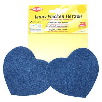 Obrázek Kleiber + Co.GmbH Jeans Flecken Herzen, středně modrá, cca 8,5 cm x 10,5