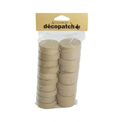 Obrázek Décopatch EV009O balení s 10 kulatými krabičkami (z papír mache na zdobení a personalizaci, 5 x 3 cm, ideální šperky, bonbóny nebo malé předměty) 1 v kartonové hnědé