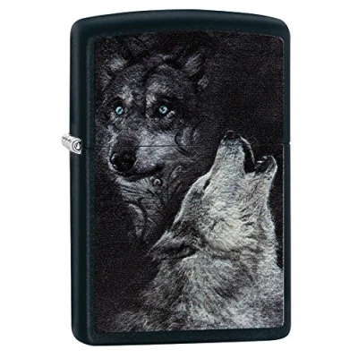 Obrázek Zippo Wolf benzínový zapalovač, mosaz, černá podložka, 1 x 6 cm