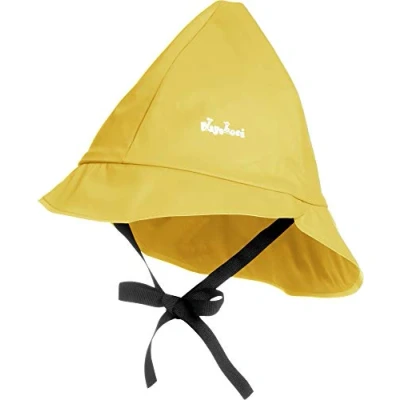 Obrázek Playshoes Unisex dětská čepice do deště s podšívkou, větruvzdorný a vodotěsný klobouk deště, Žlutá bavlněná podšívka