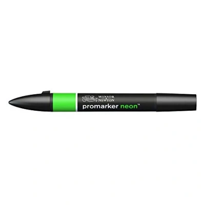 Obrázek Winsor &amp; Newton 0205408 ProMarker Neon, profesionální layoutmarker 2 hroty, jemné a široké pro kreslení, design rozvržení zelená zářivá neonová