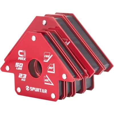 Obrázek Spurtar 4 Stück Schweißmagnet Set 2 23KG und 34KG Haftkraft, Starke Schweißwinkel Set, Magnetwinkel mit 45, 90, 135, 180 Schweisswinkel Magnet