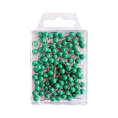 Obrázek Wedo 56104 značkovací jehly s kulatými hlavicemi, délka 16 mm, průměr hlavy 6 100 kusů, zelená