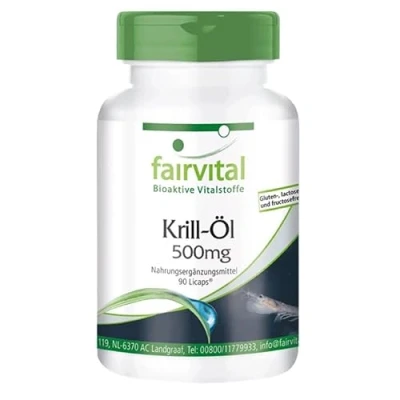 Obrázek Fairvital Krillový olej kapsle 500 mg 90 LiCaps® vysoké dávky Superba Antarktis, bohaté na EPA &amp; DHA