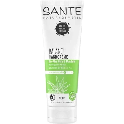 Obrázek SANTE Naturkosmetik Balance krém na ruce, zdravé kyselé báze rukou, veganský, s bio aloe a mandlovým olejem, 75 ml