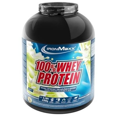 Obrázek IronMaxx 100% syrovátkový proteinový prášek pistáciová kokosová dóza 2,35 kg s redukcí cukru, ve vodě rozpustný ze syrovátkového proteinu mnoho různých příchutí