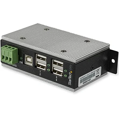 Obrázek StarTech.com USB 2.0 Hub (4 Port Industrial mit ESD Schutz, 350W Überspannungsschutz , Wandmontage)