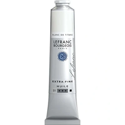 Obrázek Lefranc Bourgeois 405155 extra jemná olejová barva v umělecké kvalitě z vysoce kvalitních pigmentů, živé barvy, vysoká světelná stálost, tuba 200 ml titanová bílá