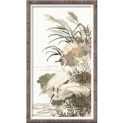 Obrázek Riolis Stickbild Set, Kreuzstich, Motiv Reiher Multi Color, Herons (14 Count)