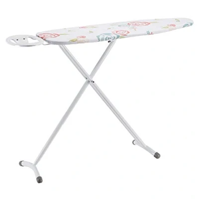 Obrázek Amazon Basics Žehlicí prkno s oválnou odkládací plochou na žehličku, Classica, malé, bílé, květované, 109 x 35 cm