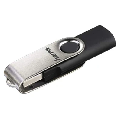 Obrázek Hama 64 GB USB flash disk 2.0 datový (15 MB/s přenos dat, s očkem pro upevnění na kroužek klíče, paměťový disk, Memory Stick z kovu, vhodné Windows/MacBook) stříbrný