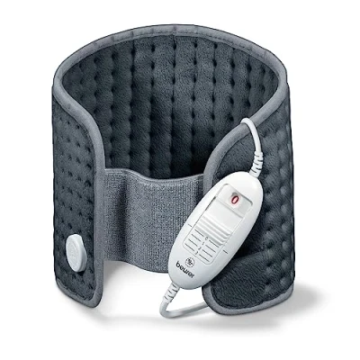 Obrázek Beurer HK 49 Cosy topný polštář, pro použití na břicho a záda, s gumovým páskem suchým zipem, automatické vypínání, lze prát v pračce, šedý