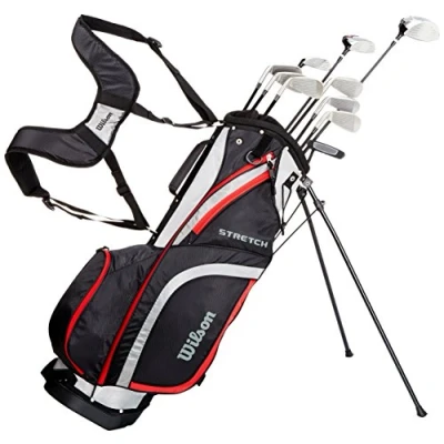 Obrázek Wilson Exkluzivní kompletní sada pro začátečníky, 10 golfových hůlek s Carrybag, pánské, pravák, Stretch XL, černá/šedá/červená, WGG157551