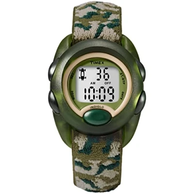 Obrázek Timex Kids 34mm hodinky zelené pouzdro s digitálním ciferníkem a zeleným elastickým páskem T71912, Zelená/Lcd, Pásek