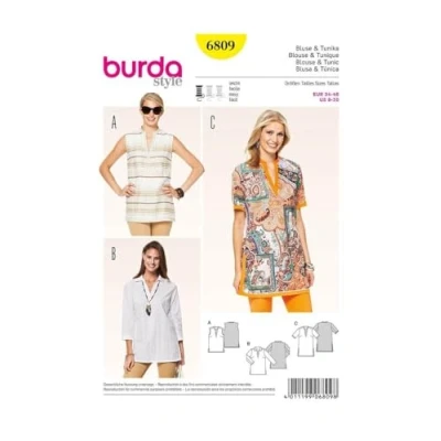 Obrázek burdastyle Blusentunika 6809, Größe 34 46, Orange (Baumwolle)