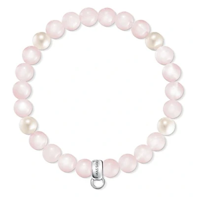 Obrázek Thomas Sabo Dámský náramek ze sladkovodní chovné perly růženín Charm Club 925 sterlingové stříbro X0222 469 9, Perla, Perla.