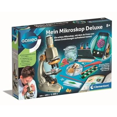 Obrázek Galileo Lab Můj mikroskop Deluxe experimentální krabička s pravým mikroskopem a držákem na smartphone, pro děti od 8 let 59349 Clementoni