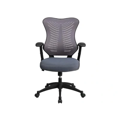 Obrázek Flash Furniture Designer Chefsessel, hohe Rückenlehne, graues Netzmaterial, drehbarer, ergonomischer Bürostuhl mit verstellbaren Armlehnen, Stahl, grau, 64 x 65 109 cm